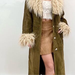 Urban Outfitters Faux Fur Corduroy Coat